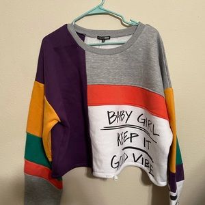 Writings on the Wall Cropped Sweatshirt Multi Color Fashion Nova